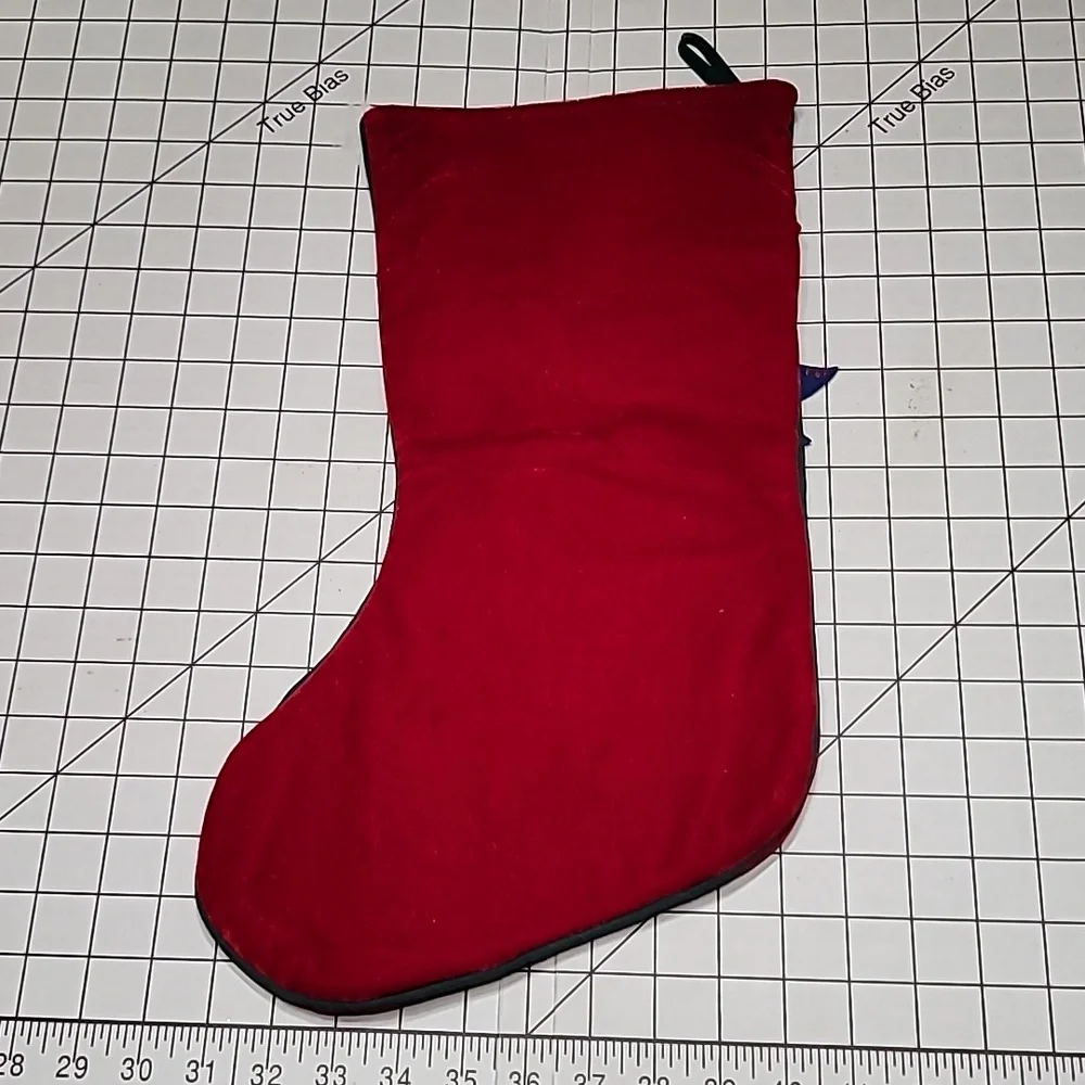 Snowman ⛄️ Shoveling Stocking, Red Velour with Felt Design Preloved‎
